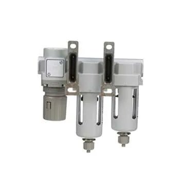 PneumaticPlus SAU330-N03G Three Stage Compressed Air Drying System - Particulate Air Filter, Coalescing Filter, Air Pressure Regulator Combo 3/8" NPT - Poly Bowl, Manual Drain, Gauge