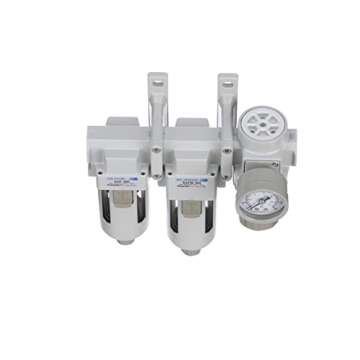 PneumaticPlus SAU330-N03G Three Stage Compressed Air Drying System - Particulate Air Filter, Coalescing Filter, Air Pressure Regulator Combo 3/8" NPT - Poly Bowl, Manual Drain, Gauge