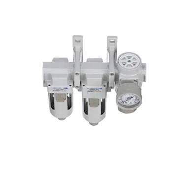 PneumaticPlus SAU330-N03G Three Stage Compressed Air Drying System - Particulate Air Filter, Coalescing Filter, Air Pressure Regulator Combo 3/8" NPT - Poly Bowl, Manual Drain, Gauge