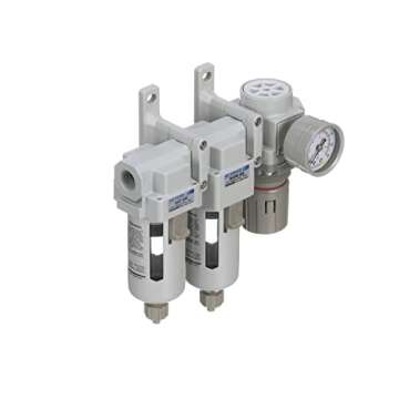 PneumaticPlus SAU330-N03G Three Stage Compressed Air Drying System - Particulate Air Filter, Coalescing Filter, Air Pressure Regulator Combo 3/8" NPT - Poly Bowl, Manual Drain, Gauge