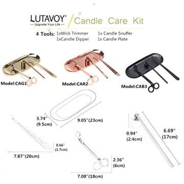 LUTAVOY Candle Accessory Set Candle Wick Trimmer Candle Wick Dipper Candle Snuffer Storage Tray 4 Pa...