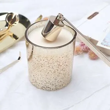 LUTAVOY Candle Accessory Set Candle Wick Trimmer Candle Wick Dipper Candle Snuffer Storage Tray 4 Packs Candle Care Kit Gift for Candle Lovers(CAG1 - Gold)