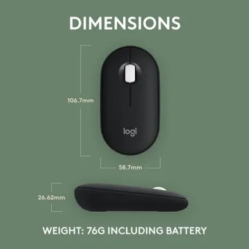 Stylish Logitech Pebble Mouse 2 M350s Bluetooth Lightweight