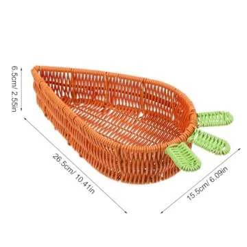 ABOOFAN Rattan Woven Basket Carrot Shaped Handwoven Wicker Storage Basket Decorative Fruit Candy Bow...