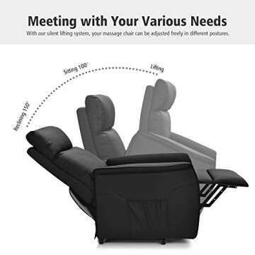 Giantex Electric Power Lift Massage Recliner, Modern Vibrating Lift Chair w/Remote Control & Side Pocket, Backrest Footrest Adjustable, PU Leather Sofa Lounge for Living Room Office Home Theater