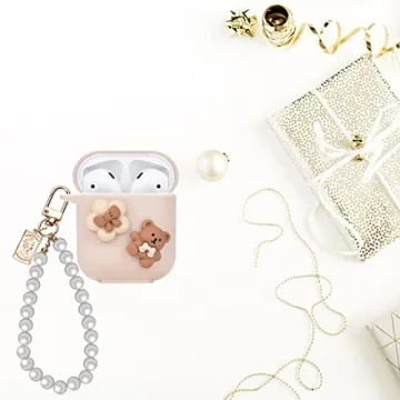 Adorable Bear AirPods Case with Pearl Chain for Women