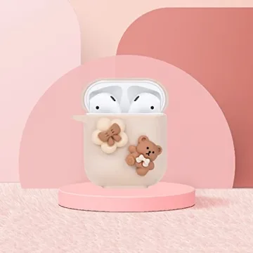 Adorable Bear AirPods Case with Pearl Chain for Women