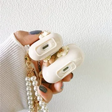Adorable Bear AirPods Case with Pearl Chain for Women