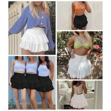MIYIEONZ Women's High Waist Ruffle Mini Skirt - Stylish & Flowy