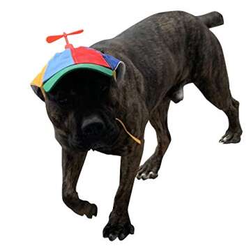 GEANBAYE Dog Hats with Funny Propeller, Size and Rope Double Adjustment Pet Hats for Small ，Medium...