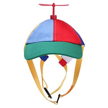 GEANBAYE Dog Hats with Funny Propeller, Size and Rope Double Adjustment Pet Hats for Small ，Medium， Large Dog and Cat (Iridescent)