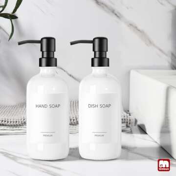 GMISUN White Glass Soap Dispenser Set - Eco-Friendly Style