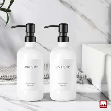 GMISUN White Glass Soap Dispenser Set - Eco-Friendly Style