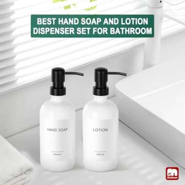 GMISUN White Glass Soap Dispenser Set - Eco-Friendly Style