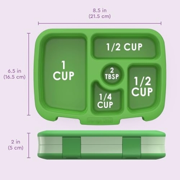 Bentgo Kids Bento-Style 5-Compartment Leak-Proof Lunch Box - Ideal Portion Sizes for Ages 3 to 7 - Durable, Drop-Proof, Dishwasher Safe, BPA-Free, & Made with Food-Safe Materials (Green)