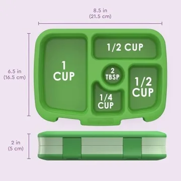 Bentgo Kids Bento-Style 5-Compartment Leak-Proof Lunch Box - Ideal Portion Sizes for Ages 3 to 7 - Durable, Drop-Proof, Dishwasher Safe, BPA-Free, & Made with Food-Safe Materials (Green)