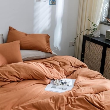 AMWAN Pumpkin Caramel Duvet Cover Soft Cotton King Set