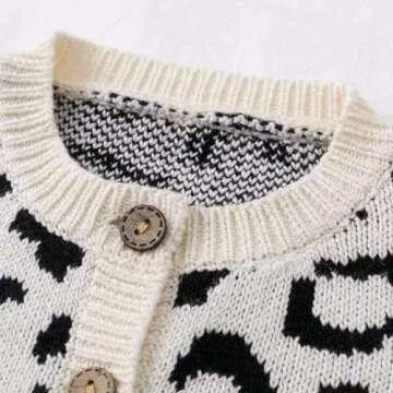 Simplee kids Baby Sweater Animal Leopard Printed Baby Cardigan for Autumn Fall 3-6 Months Black
