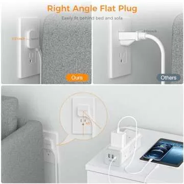 Surge Protector Power Strip with USB, TESSAN Ultra Thin Flat Plug 6 FT Extension Cord with 9 Outlets 3 USB(1 USB C), 1050 J Surge Protector Charging Station for Indoor,Office, Dorm Room Essentials