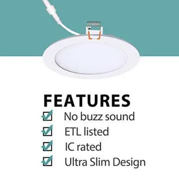 Ultra-Thin LED Recessed Lighting - 12 Pack, Dimmable & Energy Efficient