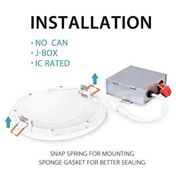 Ultra-Thin LED Recessed Lighting - 12 Pack, Dimmable & Energy Efficient