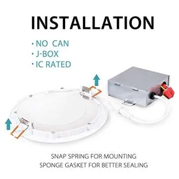 Ultra-Thin LED Recessed Lighting - 12 Pack, Dimmable & Energy Efficient