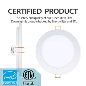 Ultra-Thin LED Recessed Lighting - 12 Pack, Dimmable & Energy Efficient
