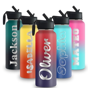 Personalized Water Bottles for Kids, 32 oz Custom Name Insulated Water Bottle With Straw, Stainless ...