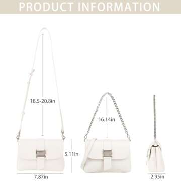 LAFESTIN Split Leather Small Shoulder Bag For Women, Dual Straps For Versatile Styling Women's Crossbody Handbags, Trendy Satchel Bags Designer Handbags, Ivory