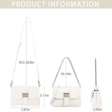 LAFESTIN Split Leather Small Shoulder Bag For Women, Dual Straps For Versatile Styling Women's Crossbody Handbags, Trendy Satchel Bags Designer Handbags, Ivory