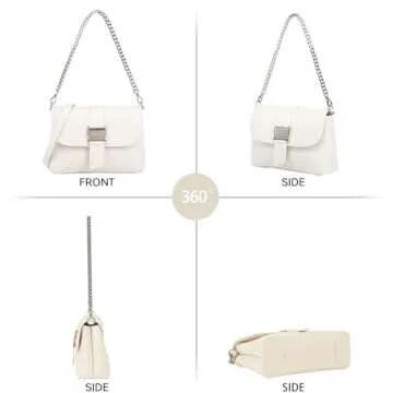 LAFESTIN Split Leather Small Shoulder Bag For Women, Dual Straps For Versatile Styling Women's Crossbody Handbags, Trendy Satchel Bags Designer Handbags, Ivory