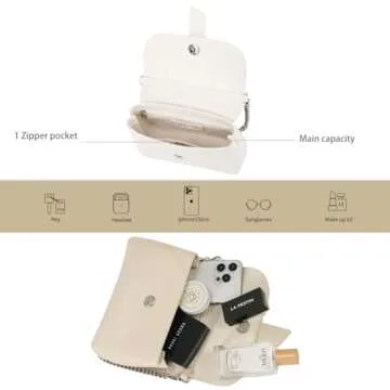 LAFESTIN Split Leather Small Shoulder Bag For Women, Dual Straps For Versatile Styling Women's Crossbody Handbags, Trendy Satchel Bags Designer Handbags, Ivory