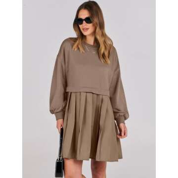 Stylish ANRABESS Oversized Women Sweatshirt Dress
