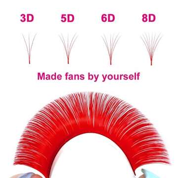 Eyelash Extension D Curl 15-20mm Easy Fan Volume Lashes 0.07mm Mixed Tray Red Easy Fan Lash Extensio...