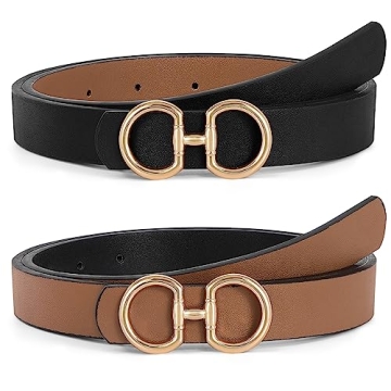 TRIWORKS Women Reversible Leather Belt - Elegant Dual Color Design for Stylish Outfits