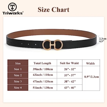 TRIWORKS Women Reversible Leather Belt - Dual Color Design