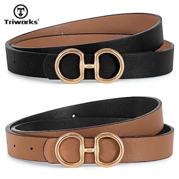 TRIWORKS Women Reversible Leather Belt - Dual Color Design