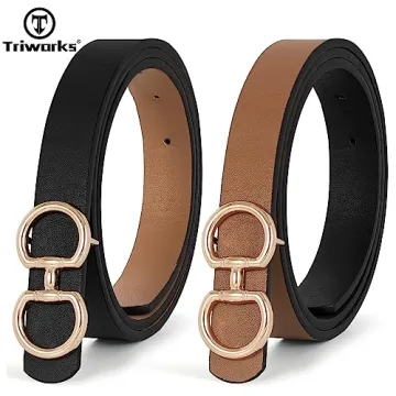 TRIWORKS Women Reversible Leather Belt - Dual Color Design