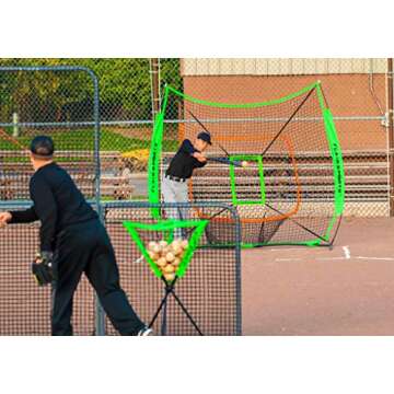 Flair Sports Baseball Softball Net for Hitting Pitching - Heavy Duty Combo Pack - Ball Holder Caddy ...
