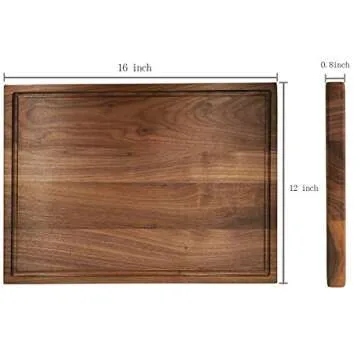 Cutting Board - Wood Cutting Boards for kitchen Large Chopping Board 16x12 American Walnut Hardwood Carving Countertop Block with Juice Groove for Meats Bread Fruits