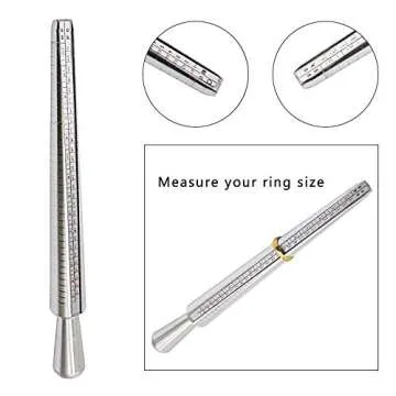 HEYMOUS Ring Sizer Mandrel Measuring Tool Steel Ring Sizing Gauge Sizers Set Rubber Jeweler's Mallet Hammer Metal Finger Size Stick Wire Wrap Rings Tools Jewelry Making Kit