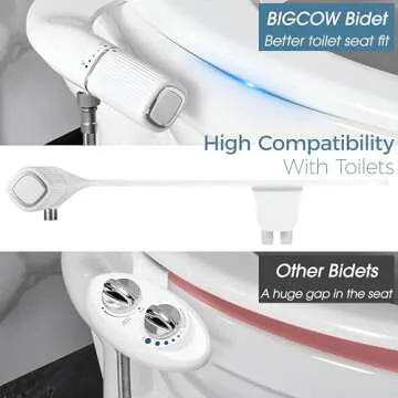 BIGCOW Ultra-Slim Bidet Attachment for Toilet 2 Pack - Dual Nozzle (Frontal & Rear Wash) with Adjustable Cold Water Pressure and Stainless Steel Inlet - Hygienic Solution for Fresh Cleanliness