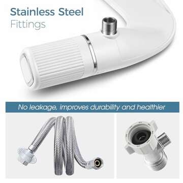 BIGCOW Ultra-Slim Bidet Attachment for Toilet 2 Pack - Dual Nozzle (Frontal & Rear Wash) with Adjustable Cold Water Pressure and Stainless Steel Inlet - Hygienic Solution for Fresh Cleanliness