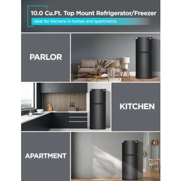 BLACK+DECKER 10 Cu. Ft. Top Mount Refrigerator with Freezer, 2 Door Refrigerator with Top Freezer an...