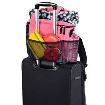 Mobile Dog Gear, Week Away Dog Travel Bag for Small Dogs, Includes Lined Food Carriers and 2 Collapsible Dog Bowl, Pink
