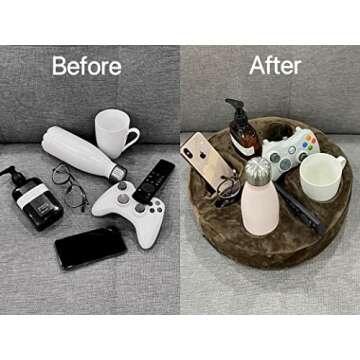 Xchouxer Couch and Bed Cup Holder Pillow, Sofa Organizer Caddy for Drinks, Remotes, Phones, Snacks (...