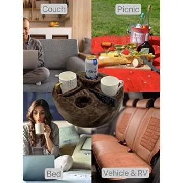 Xchouxer Couch and Bed Cup Holder Pillow, Sofa Organizer Caddy for Drinks, Remotes, Phones, Snacks (Brown)
