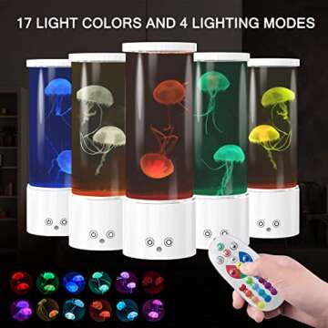 KIKILIVE Jellyfish Lamp, LED Jellyfish Tank Table Lamp with Remote Control,17 Color Changing Dimmabl...