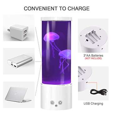 KIKILIVE Jellyfish Lamp, LED Jellyfish Tank Table Lamp with Remote Control,17 Color Changing Dimmable Aquarium Night Light for Home Decor & Christmas Birthday Gifts