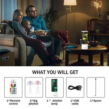 KIKILIVE Jellyfish Lamp, LED Jellyfish Tank Table Lamp with Remote Control,17 Color Changing Dimmable Aquarium Night Light for Home Decor & Christmas Birthday Gifts